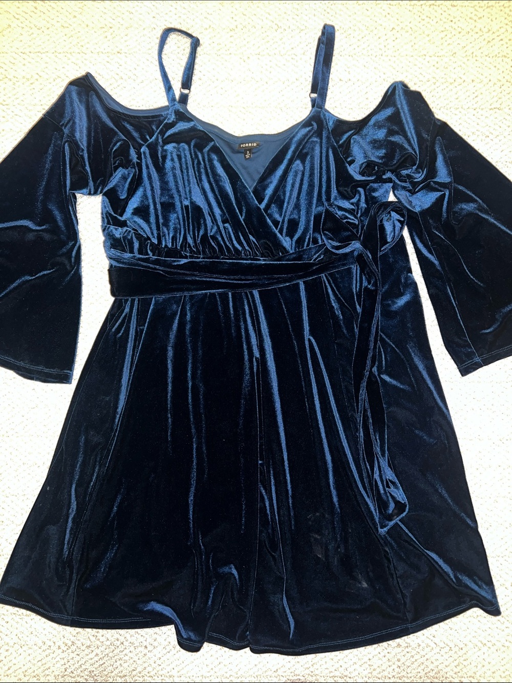 torrid navy blue velvet wrap dress